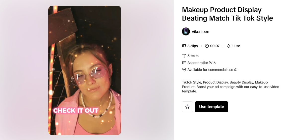 TikTok-style makeup display template, ideal for side hustles or extra income ideas for students.